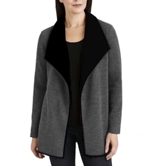 Nicole Miller Cardigan Jacket Coat Sherpa Lined Duster Large Lapel Cozy Warm NIP - Picture 6 of 9